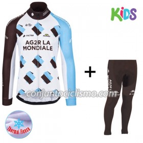 Conjunto Maillot + culotte largo ciclismo Invierno Termico 2017 AG2R La Mondiale Niños N001